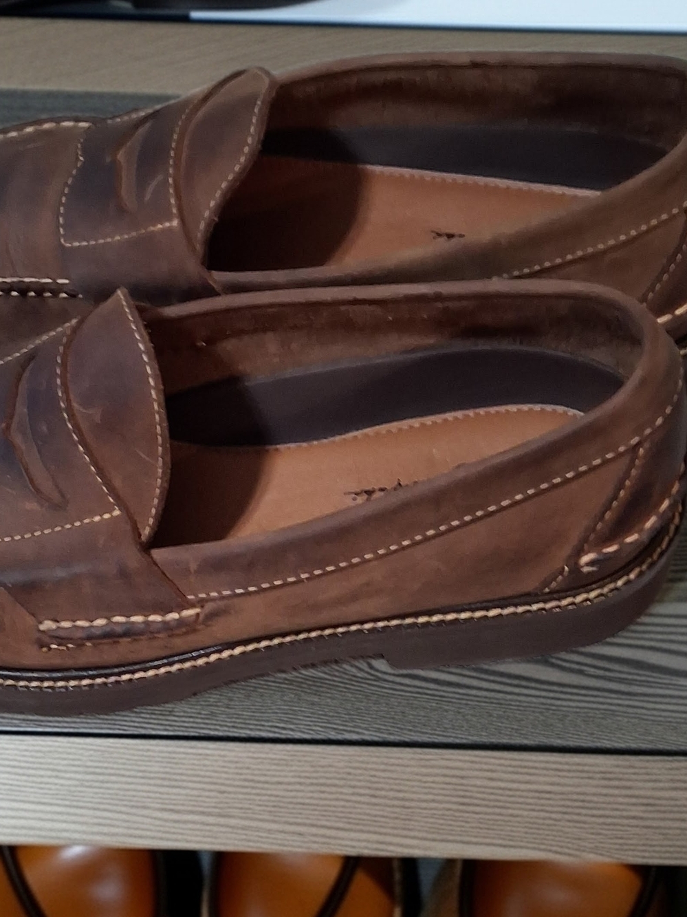 Men's Brown Leather Slip-On Loafers Size 10D